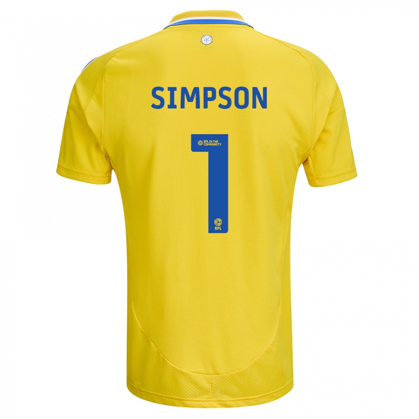 Bambino Maglia Carrie Simpson #1 Giallo Blu Kit Gara Away 2024/25 Maglietta