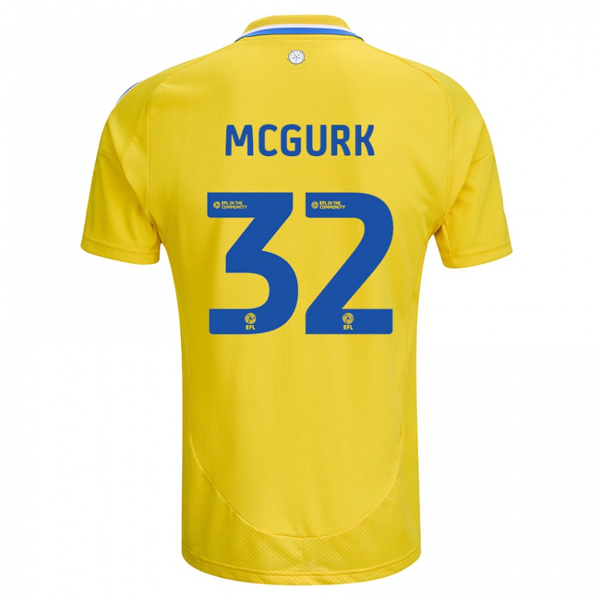 Bambino Maglia Sean Mcgurk #32 Giallo Blu Kit Gara Away 2024/25 Maglietta