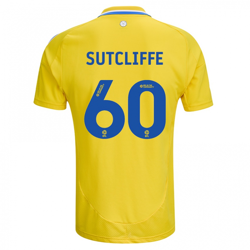 Bambino Maglia Harvey Sutcliffe #60 Giallo Blu Kit Gara Away 2024/25 Maglietta