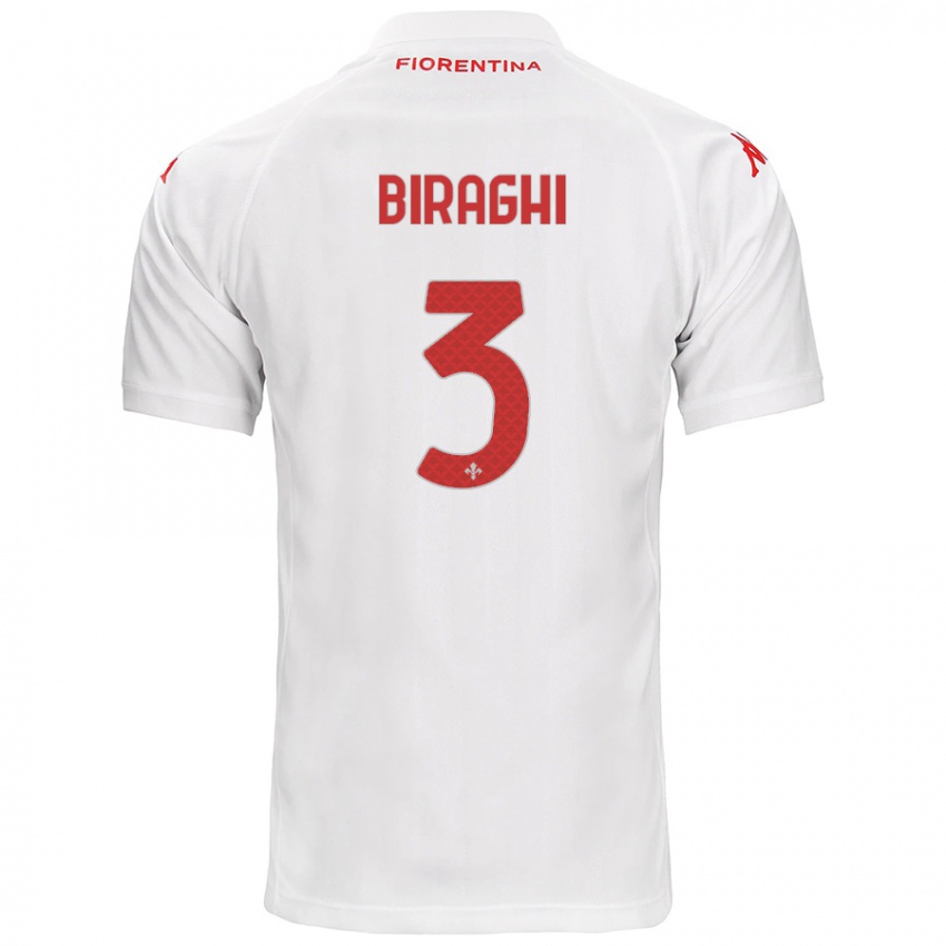 Bambino Maglia Cristiano Biraghi #3 Bianco Kit Gara Away 2024/25 Maglietta