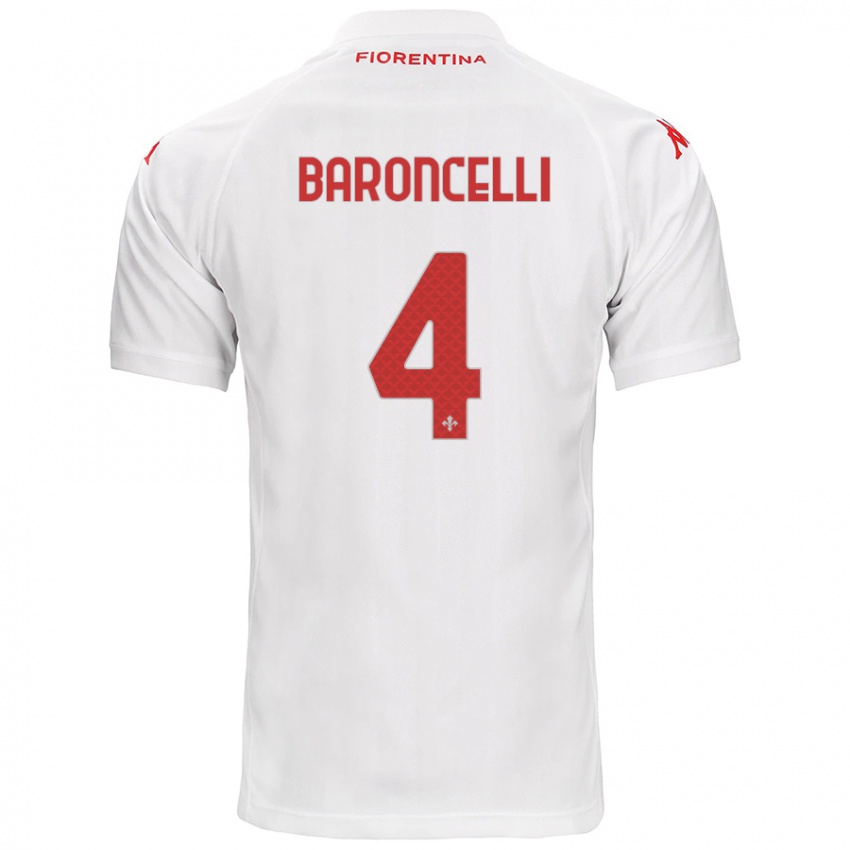 Bambino Maglia Leonardo Baroncelli #4 Bianco Kit Gara Away 2024/25 Maglietta