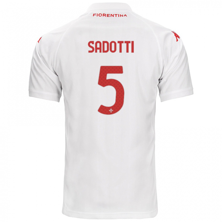 Bambino Maglia Edoardo Sadotti #5 Bianco Kit Gara Away 2024/25 Maglietta