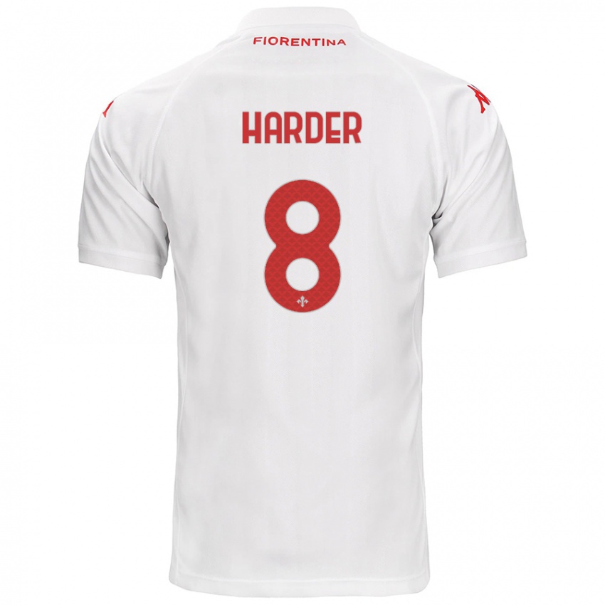 Bambino Maglia Jonas Harder #8 Bianco Kit Gara Away 2024/25 Maglietta