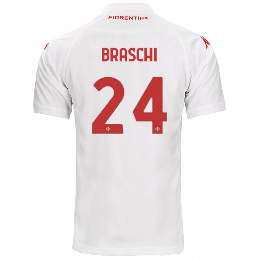 Bambino Maglia Riccardo Braschi #24 Bianco Kit Gara Away 2024/25 Maglietta