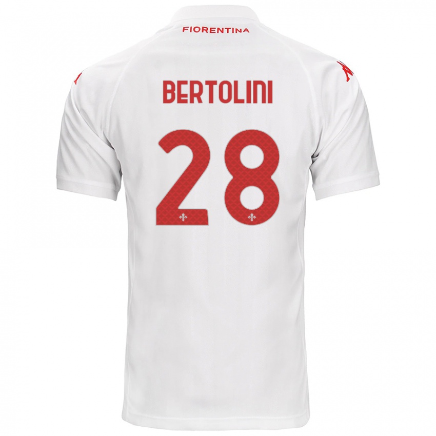 Bambino Maglia Gabriele Bertolini #28 Bianco Kit Gara Away 2024/25 Maglietta