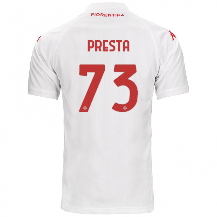 Bambino Maglia Francesco Presta #73 Bianco Kit Gara Away 2024/25 Maglietta