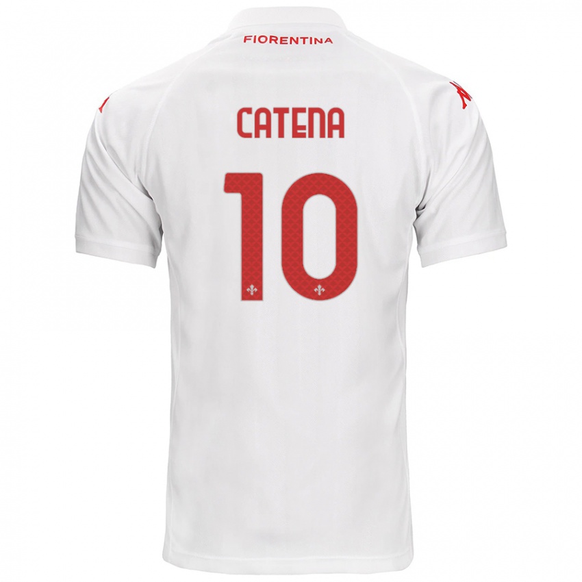 Bambino Maglia Michaela Catena #10 Bianco Kit Gara Away 2024/25 Maglietta