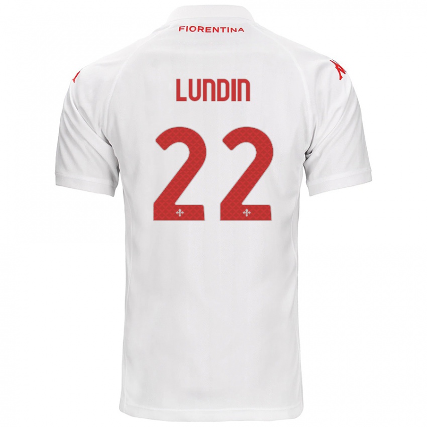 Bambino Maglia Karin Lundin #22 Bianco Kit Gara Away 2024/25 Maglietta