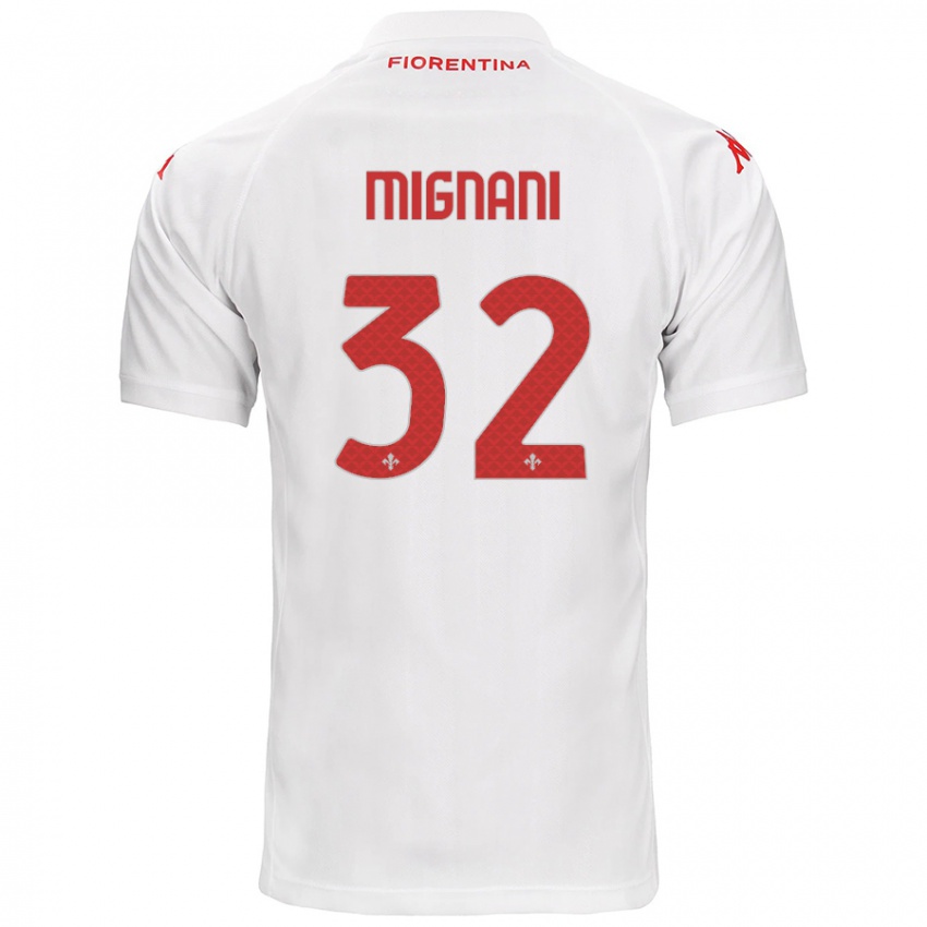 Bambino Maglia Carlo Mignani #32 Bianco Kit Gara Away 2024/25 Maglietta