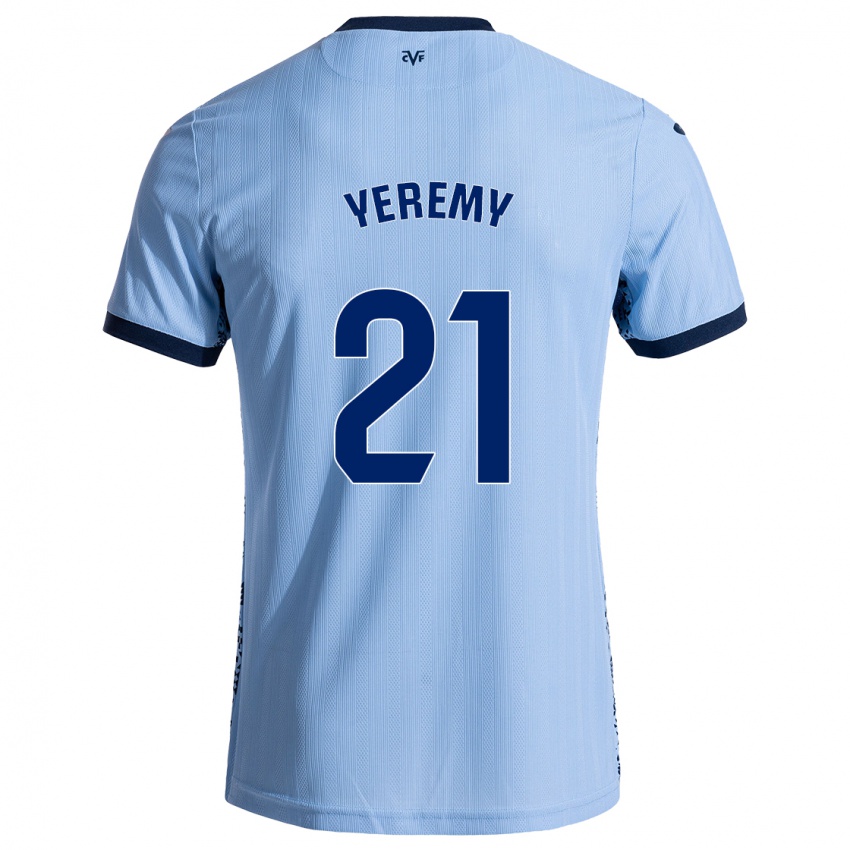 Bambino Maglia Yéremy Pino #21 Azzurro Cielo Kit Gara Away 2024/25 Maglietta