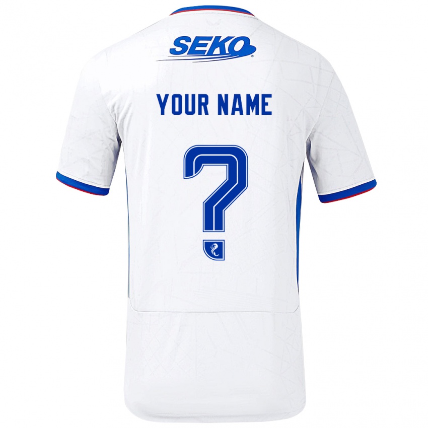 Bambino Maglia Il Tuo Nome #0 Bianco Blu Kit Gara Away 2024/25 Maglietta