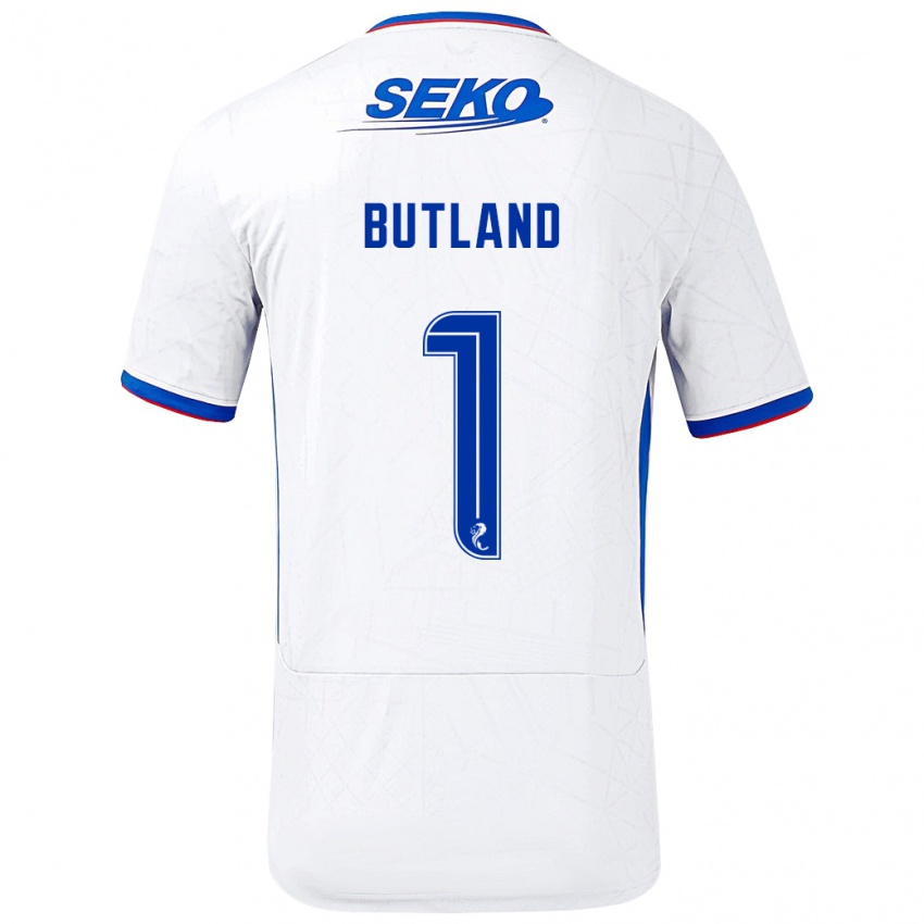 Bambino Maglia Jack Butland #1 Bianco Blu Kit Gara Away 2024/25 Maglietta