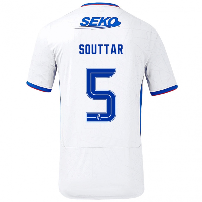 Bambino Maglia John Souttar #5 Bianco Blu Kit Gara Away 2024/25 Maglietta