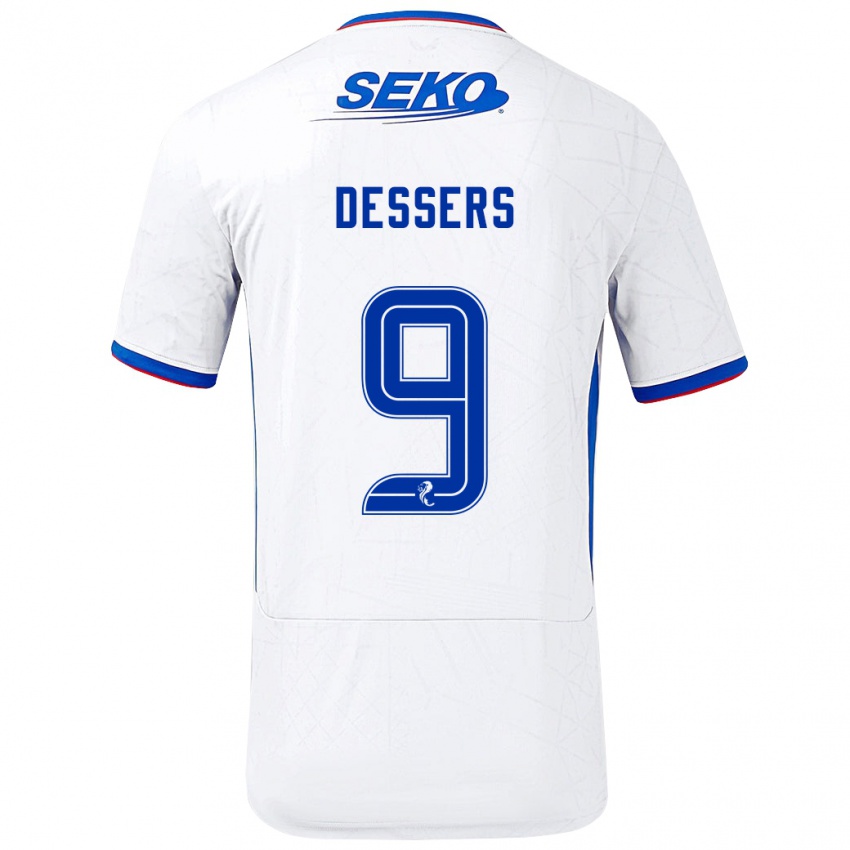 Bambino Maglia Cyriel Dessers #9 Bianco Blu Kit Gara Away 2024/25 Maglietta