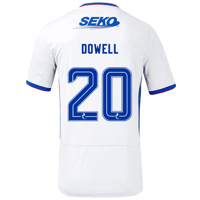 Bambino Maglia Kieran Dowell #20 Bianco Blu Kit Gara Away 2024/25 Maglietta