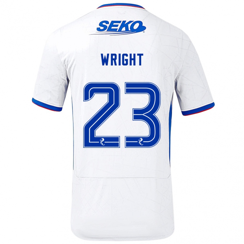 Bambino Maglia Scott Wright #23 Bianco Blu Kit Gara Away 2024/25 Maglietta