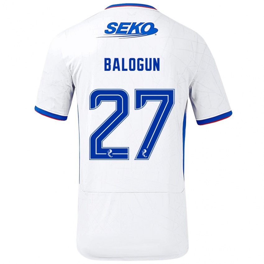 Bambino Maglia Leon Balogun #27 Bianco Blu Kit Gara Away 2024/25 Maglietta