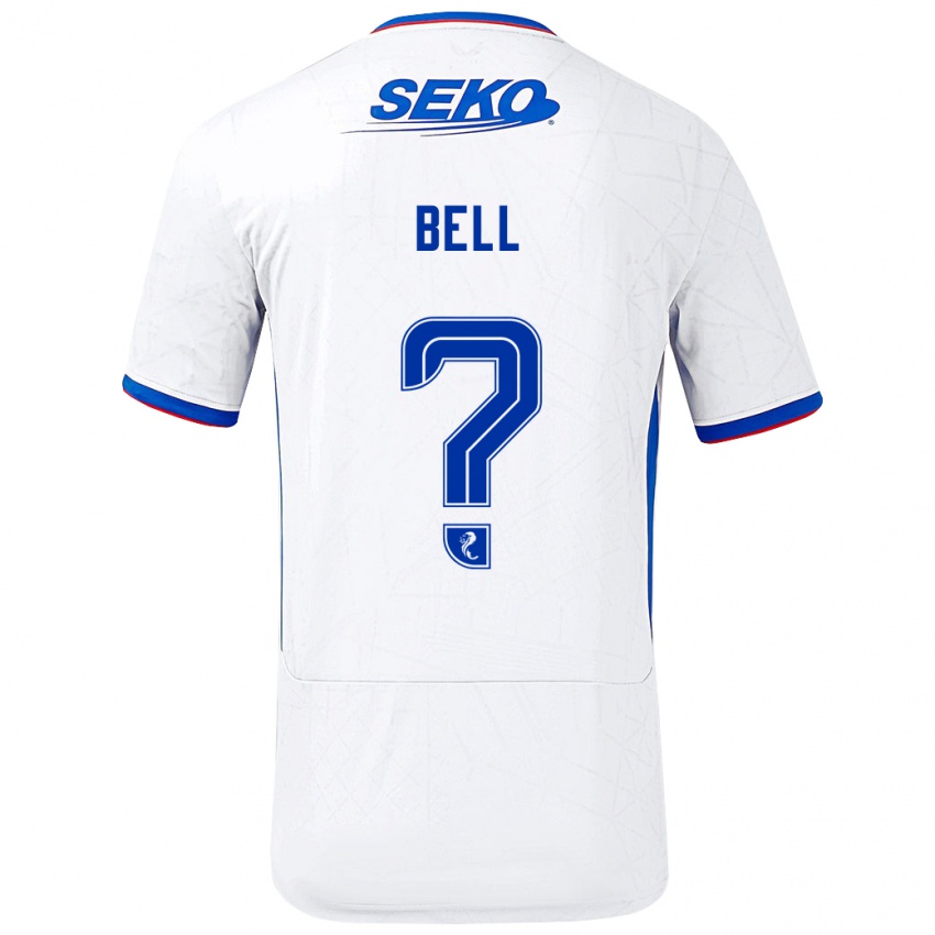 Bambino Maglia Cameron Bell #0 Bianco Blu Kit Gara Away 2024/25 Maglietta