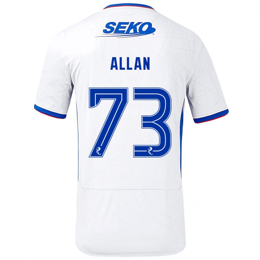 Bambino Maglia Connor Allan #73 Bianco Blu Kit Gara Away 2024/25 Maglietta