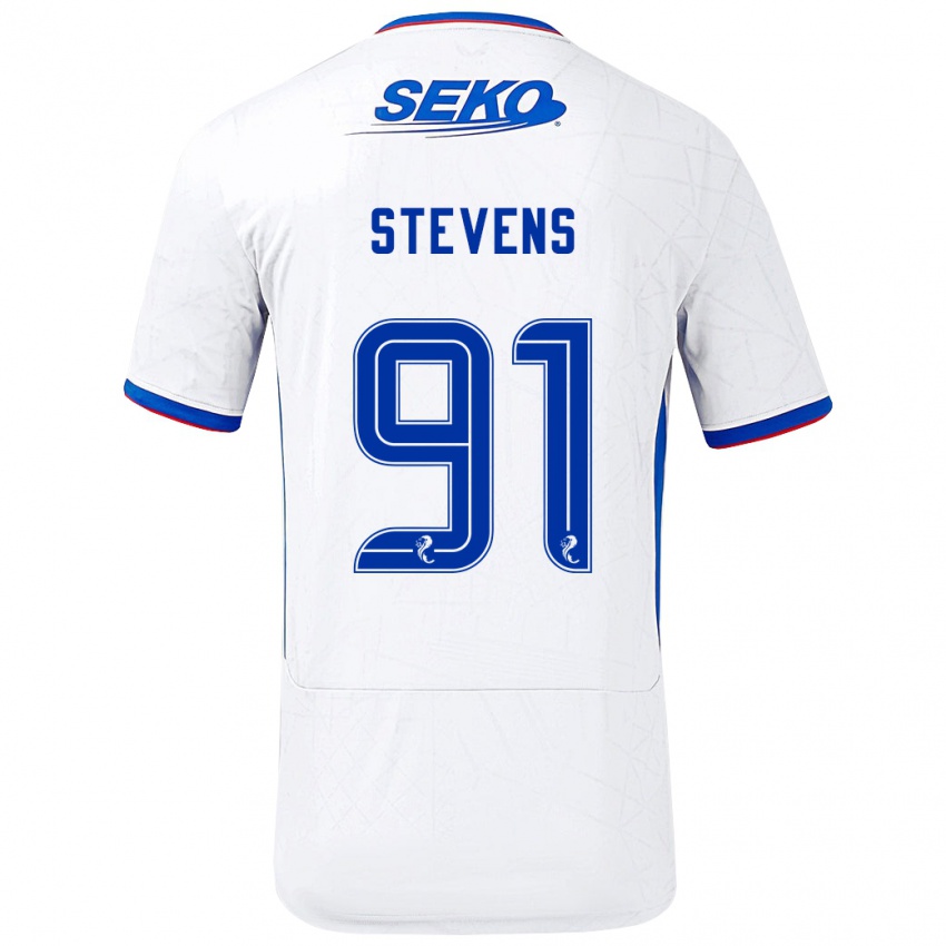 Bambino Maglia Archie Stevens #91 Bianco Blu Kit Gara Away 2024/25 Maglietta