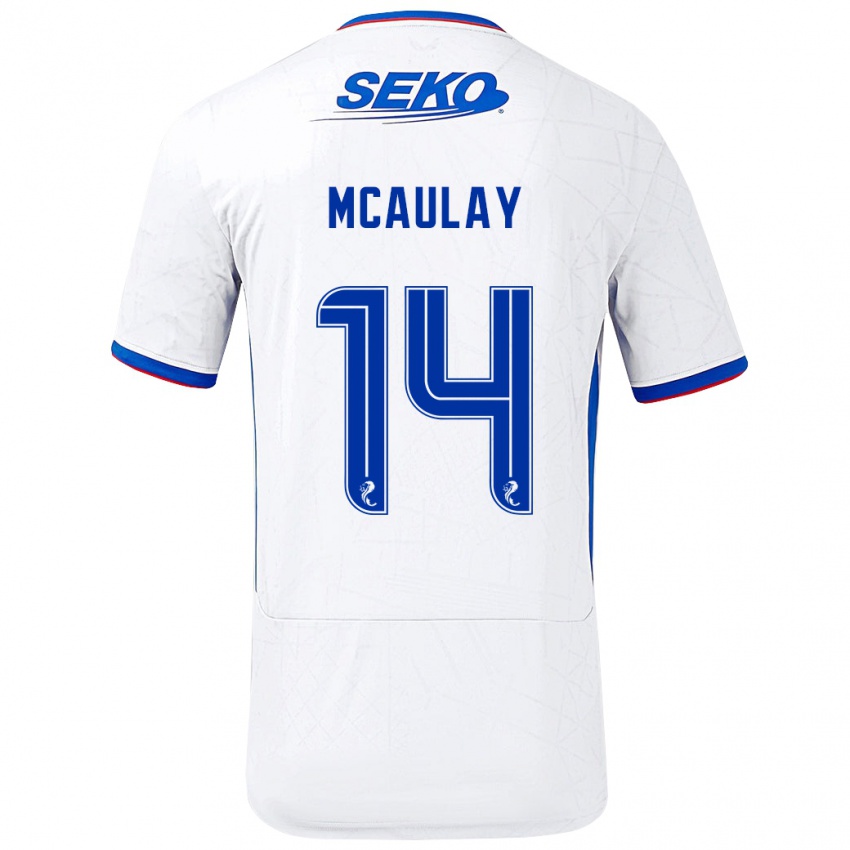 Bambino Maglia Mia Mcaulay #14 Bianco Blu Kit Gara Away 2024/25 Maglietta