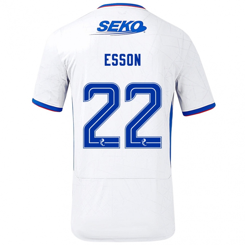 Bambino Maglia Victoria Esson #22 Bianco Blu Kit Gara Away 2024/25 Maglietta