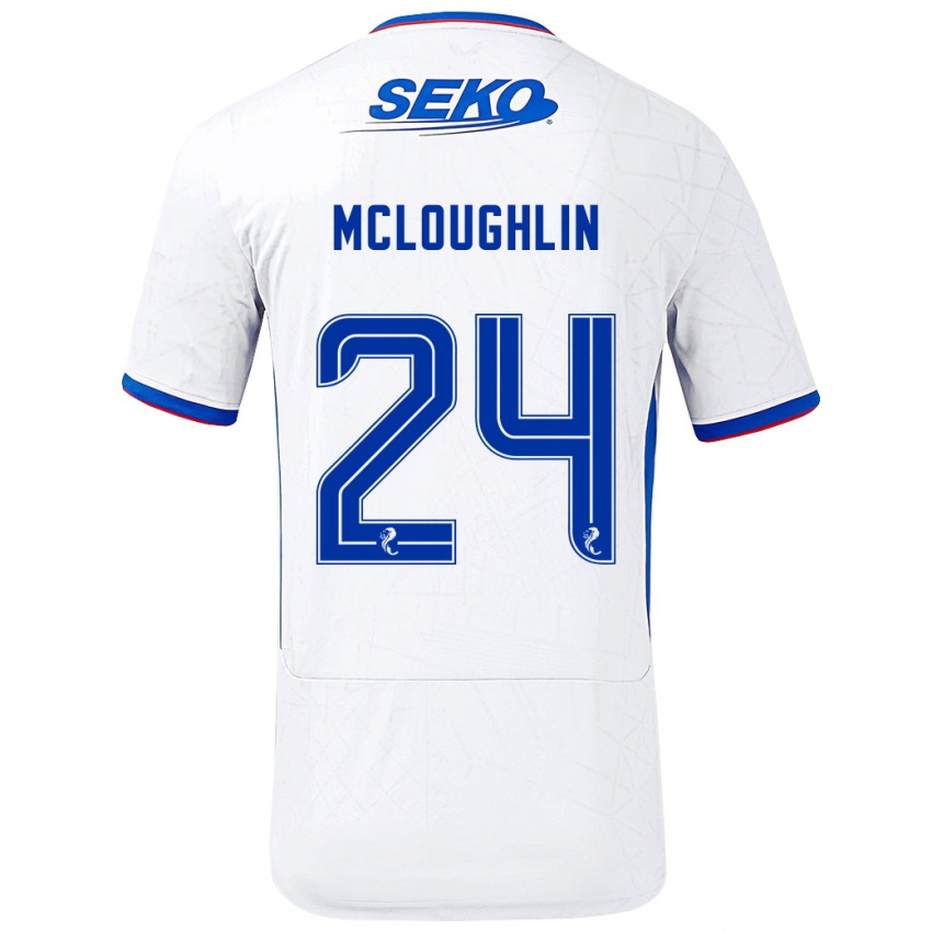 Bambino Maglia Olivia Mcloughlin #24 Bianco Blu Kit Gara Away 2024/25 Maglietta