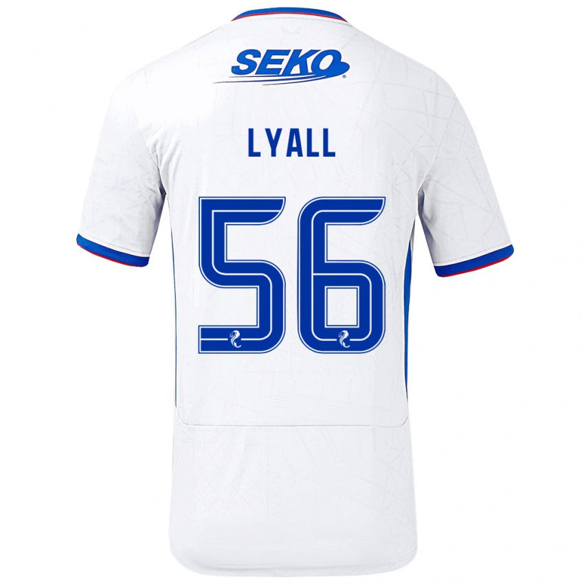 Bambino Maglia Arron Lyall #56 Bianco Blu Kit Gara Away 2024/25 Maglietta