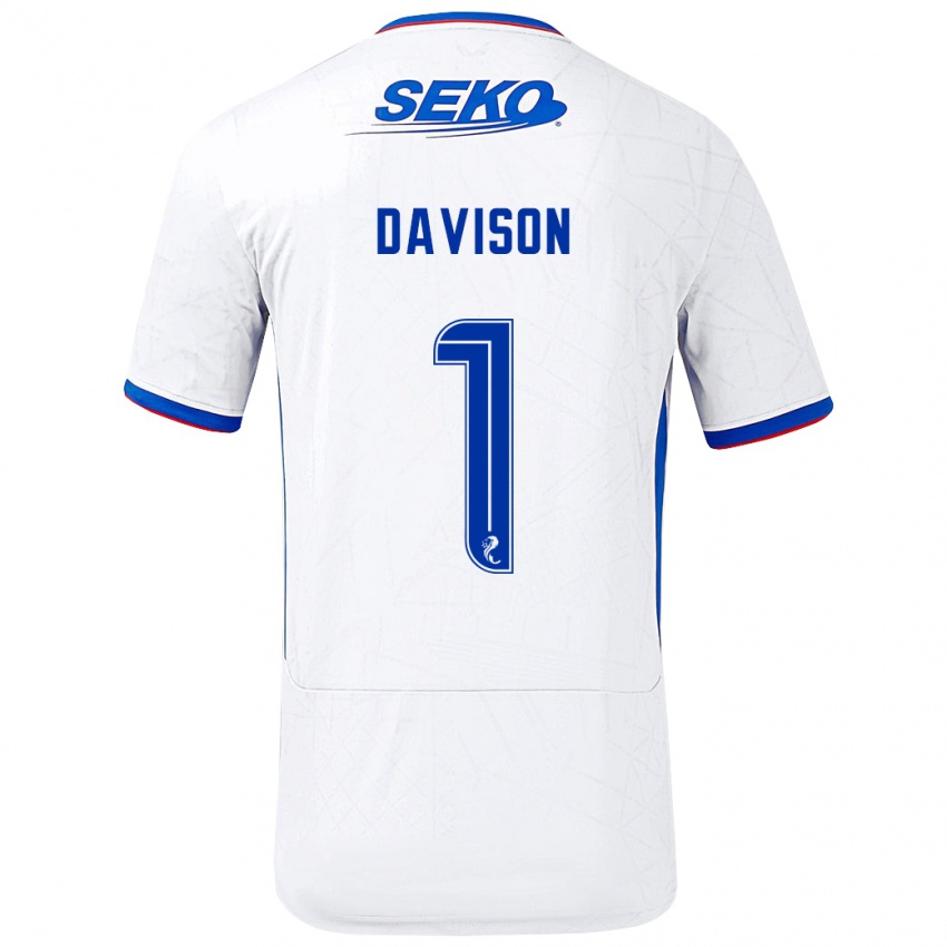 Bambino Maglia Hannah Davison #1 Bianco Blu Kit Gara Away 2024/25 Maglietta