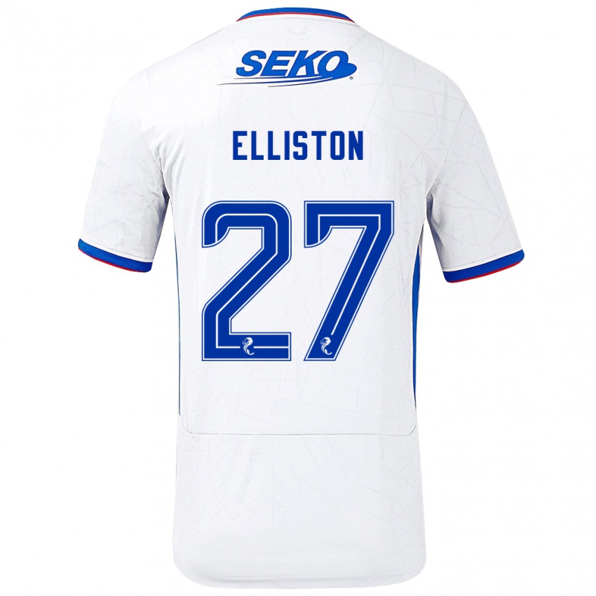 Bambino Maglia Maddie Elliston #27 Bianco Blu Kit Gara Away 2024/25 Maglietta