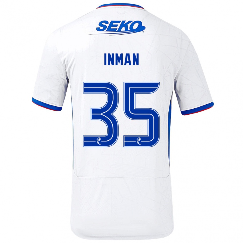 Bambino Maglia Lucy Inman #35 Bianco Blu Kit Gara Away 2024/25 Maglietta