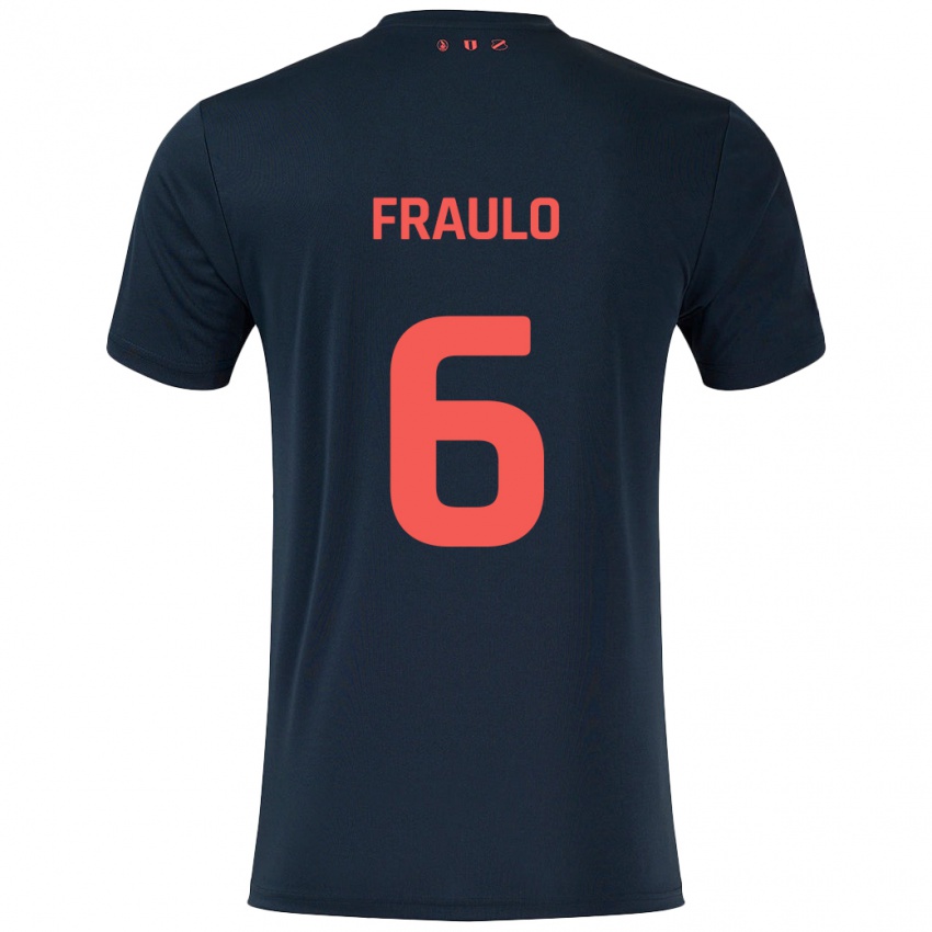 Bambino Maglia Oscar Fraulo #6 Nero Rosso Kit Gara Away 2024/25 Maglietta