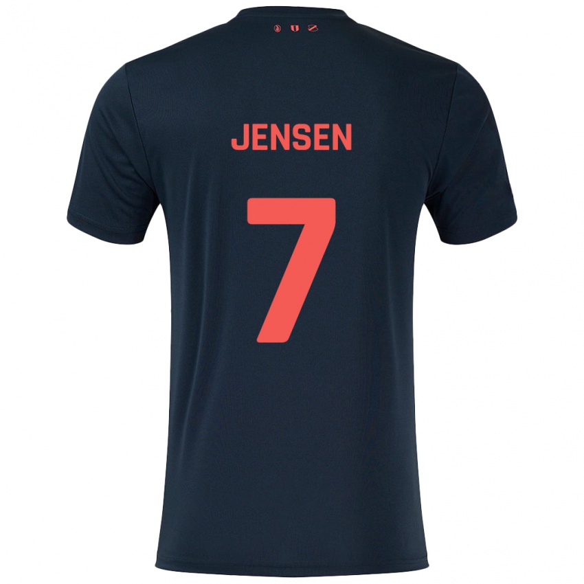 Bambino Maglia Victor Jensen #7 Nero Rosso Kit Gara Away 2024/25 Maglietta