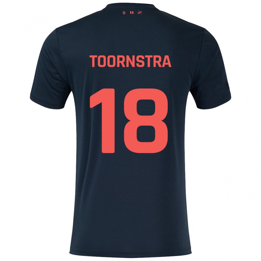 Bambino Maglia Jens Toornstra #18 Nero Rosso Kit Gara Away 2024/25 Maglietta