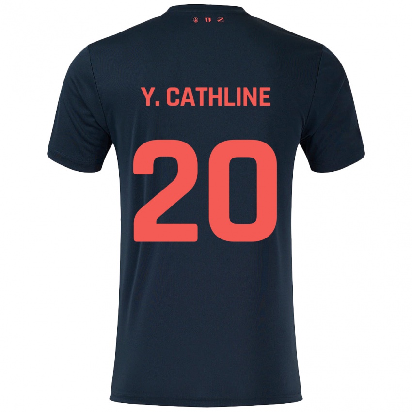 Bambino Maglia Yoann Cathline #20 Nero Rosso Kit Gara Away 2024/25 Maglietta