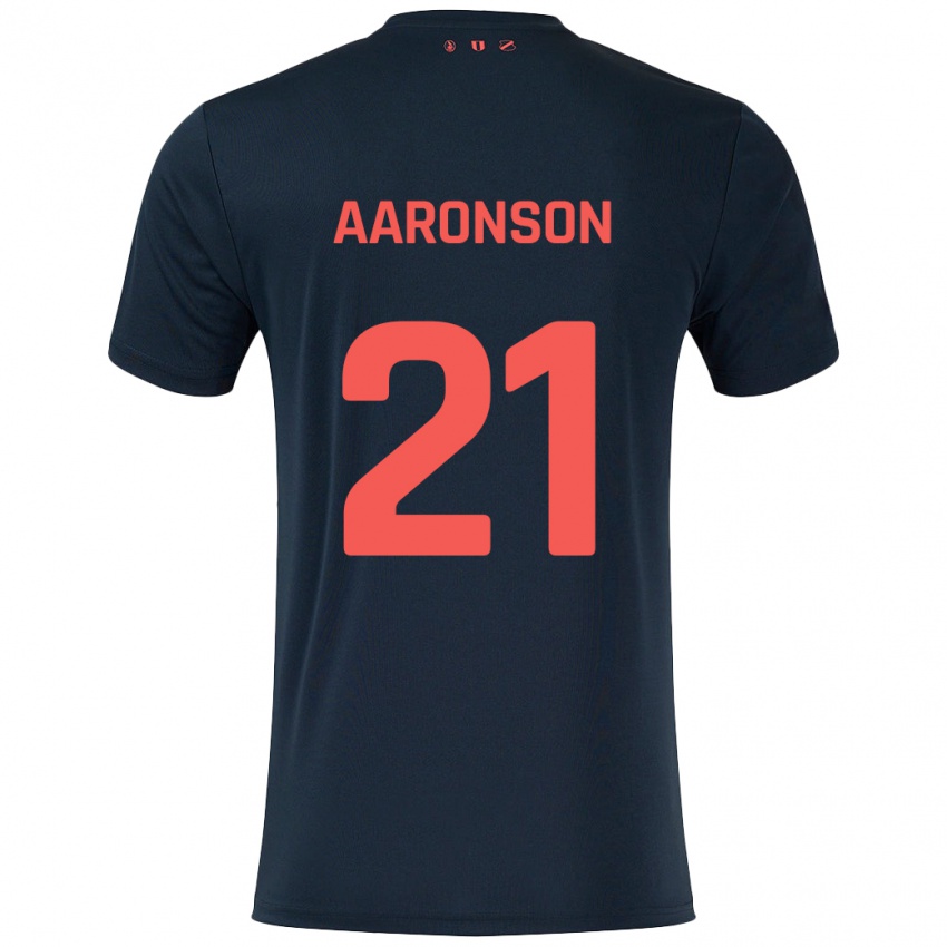 Bambino Maglia Paxten Aaronson #21 Nero Rosso Kit Gara Away 2024/25 Maglietta