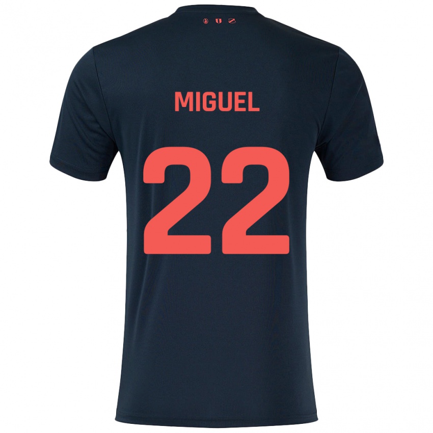 Bambino Maglia Miguel Rodríguez #22 Nero Rosso Kit Gara Away 2024/25 Maglietta