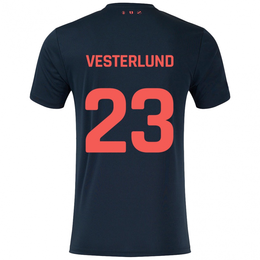 Bambino Maglia Niklas Vesterlund #23 Nero Rosso Kit Gara Away 2024/25 Maglietta