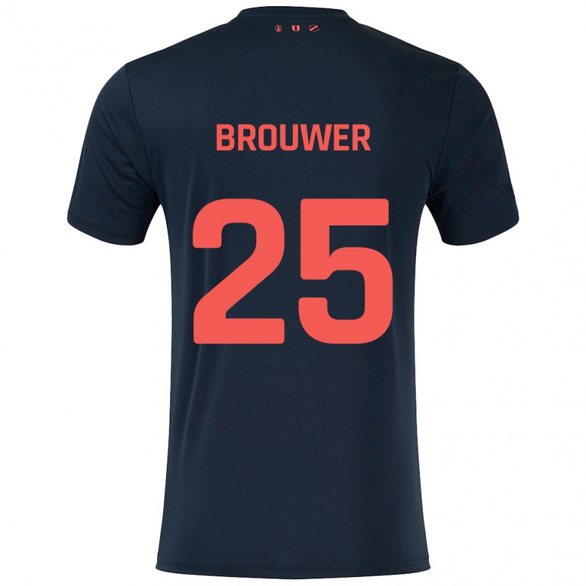 Bambino Maglia Michael Brouwer #25 Nero Rosso Kit Gara Away 2024/25 Maglietta