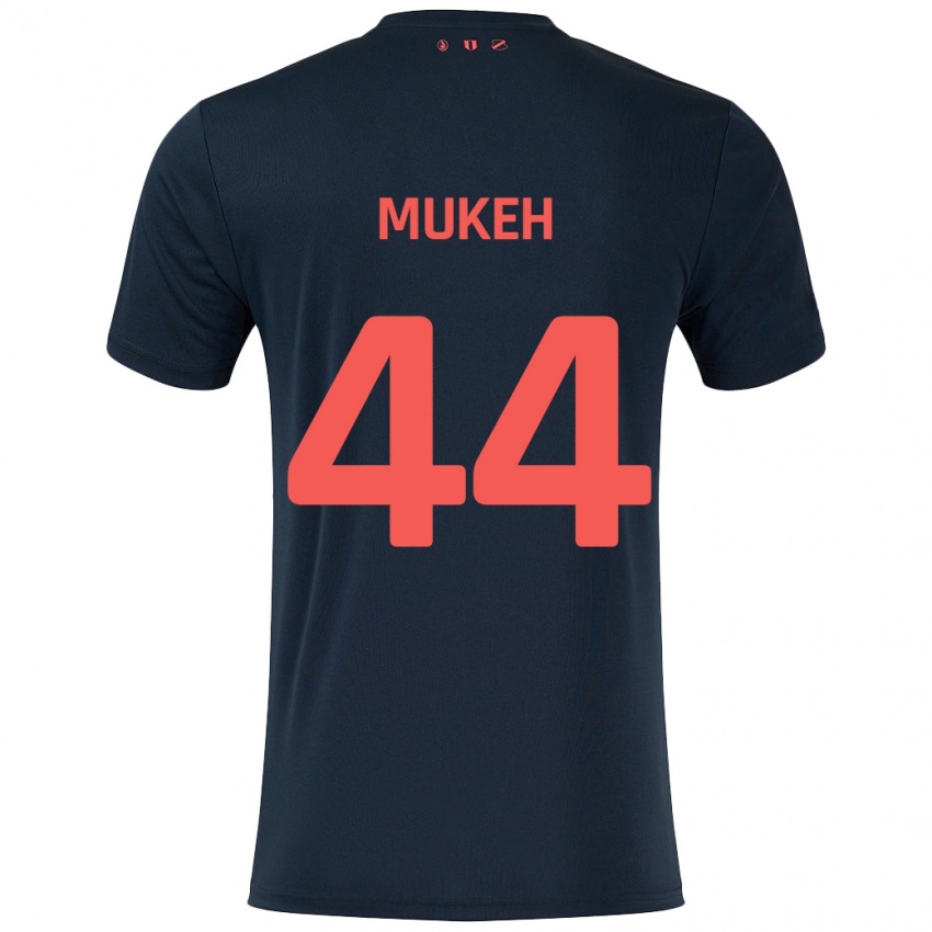 Bambino Maglia Joshua Mukeh #44 Nero Rosso Kit Gara Away 2024/25 Maglietta