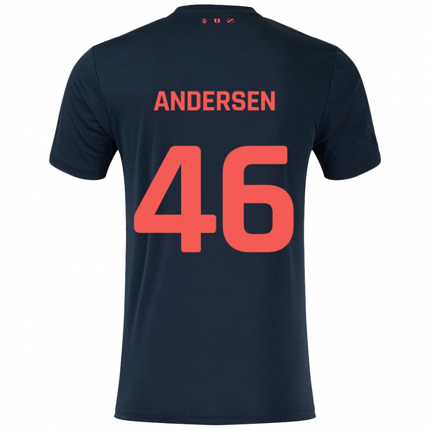 Bambino Maglia Silas Andersen #46 Nero Rosso Kit Gara Away 2024/25 Maglietta