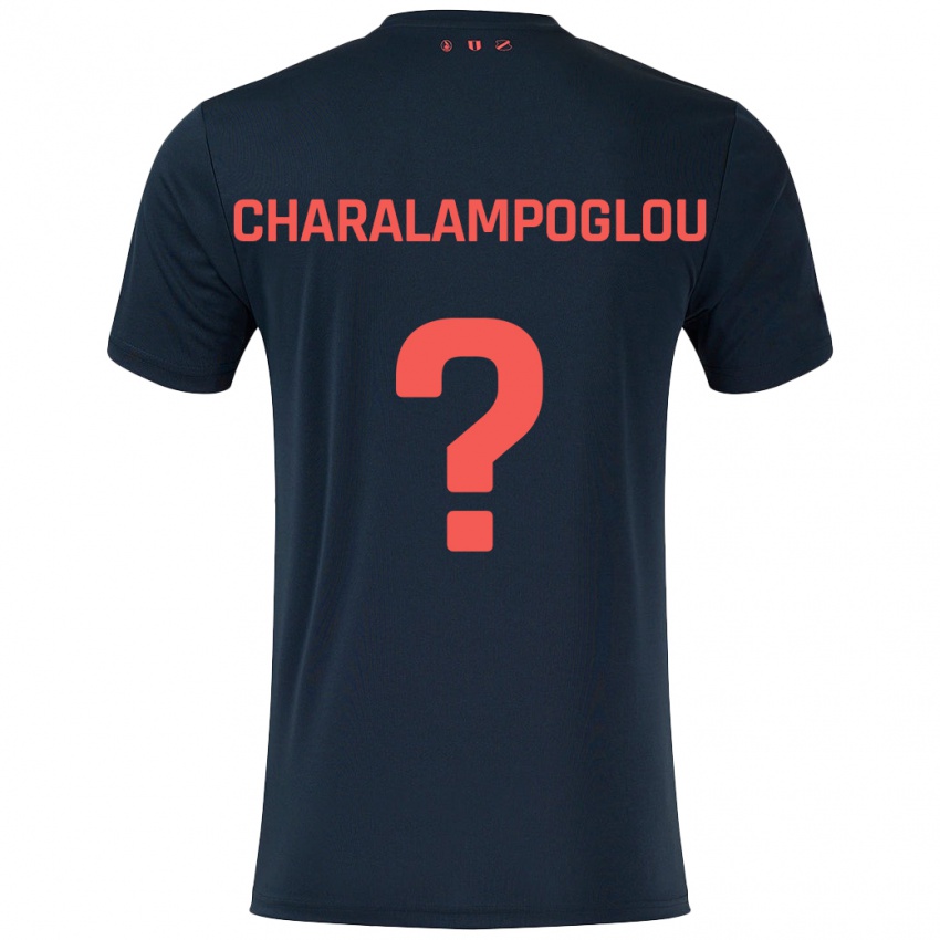 Bambino Maglia Georgios Charalampoglou #0 Nero Rosso Kit Gara Away 2024/25 Maglietta