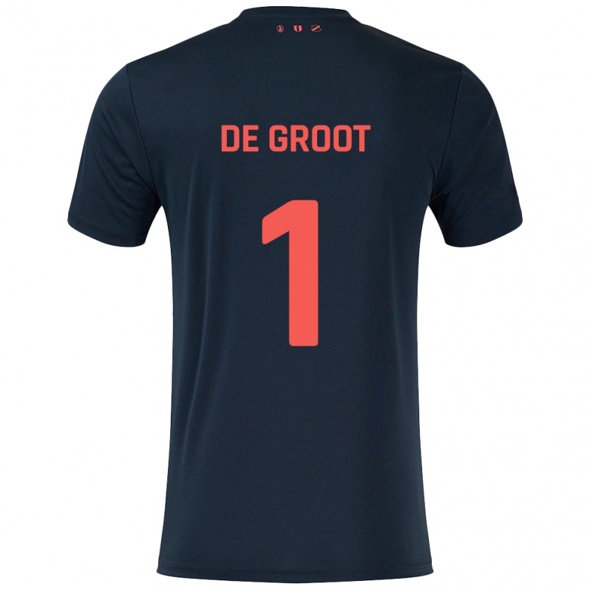 Bambino Maglia Jasmijn De Groot #1 Nero Rosso Kit Gara Away 2024/25 Maglietta