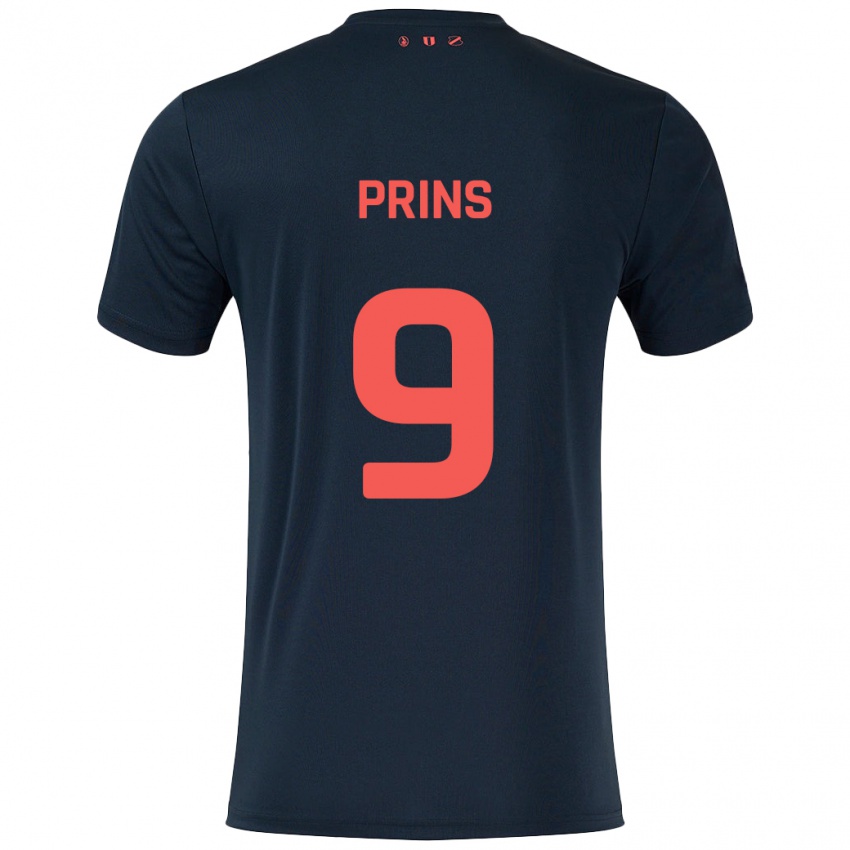 Bambino Maglia Femke Prins #9 Nero Rosso Kit Gara Away 2024/25 Maglietta