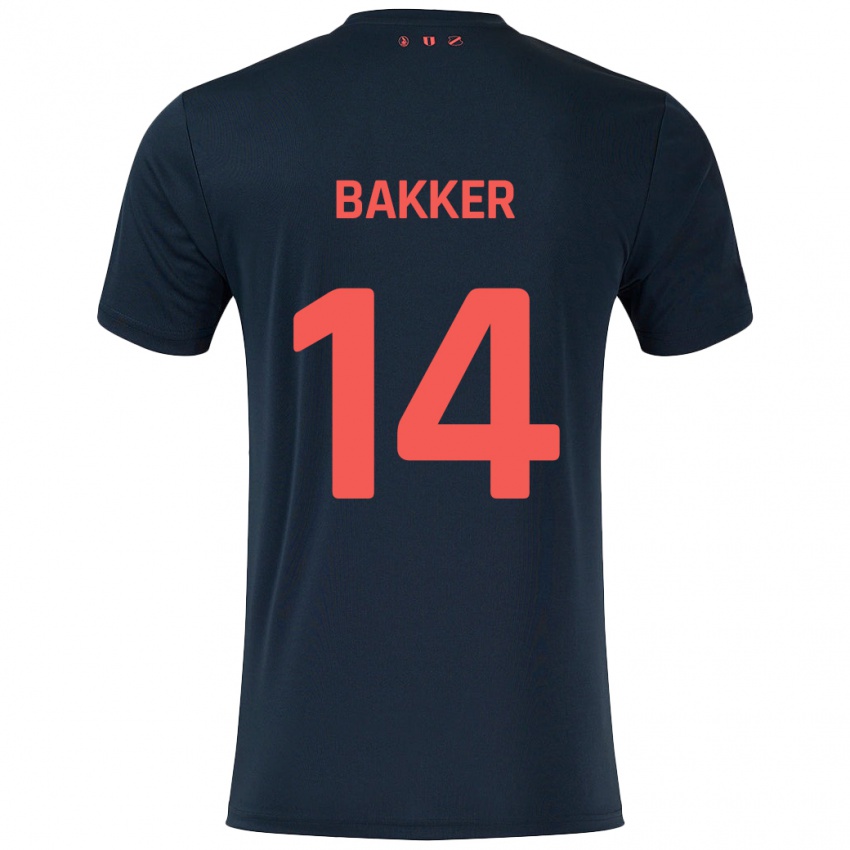 Bambino Maglia Eshly Bakker #14 Nero Rosso Kit Gara Away 2024/25 Maglietta