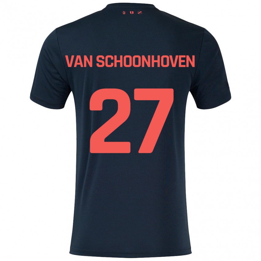 Bambino Maglia Nurija Van Schoonhoven #27 Nero Rosso Kit Gara Away 2024/25 Maglietta