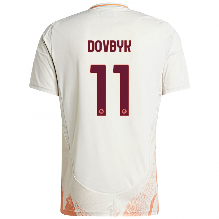 Bambino Maglia Artem Dovbyk #11 Crema Bianco Arancione Kit Gara Away 2024/25 Maglietta