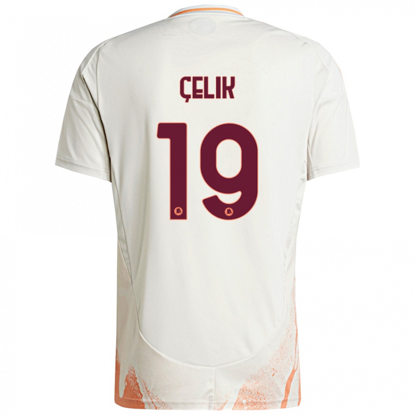 Bambino Maglia Zeki Celik #19 Crema Bianco Arancione Kit Gara Away 2024/25 Maglietta