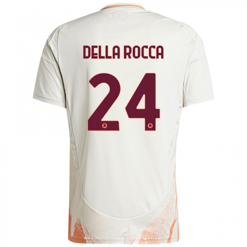 Bambino Maglia Mattia Della Rocca #24 Crema Bianco Arancione Kit Gara Away 2024/25 Maglietta