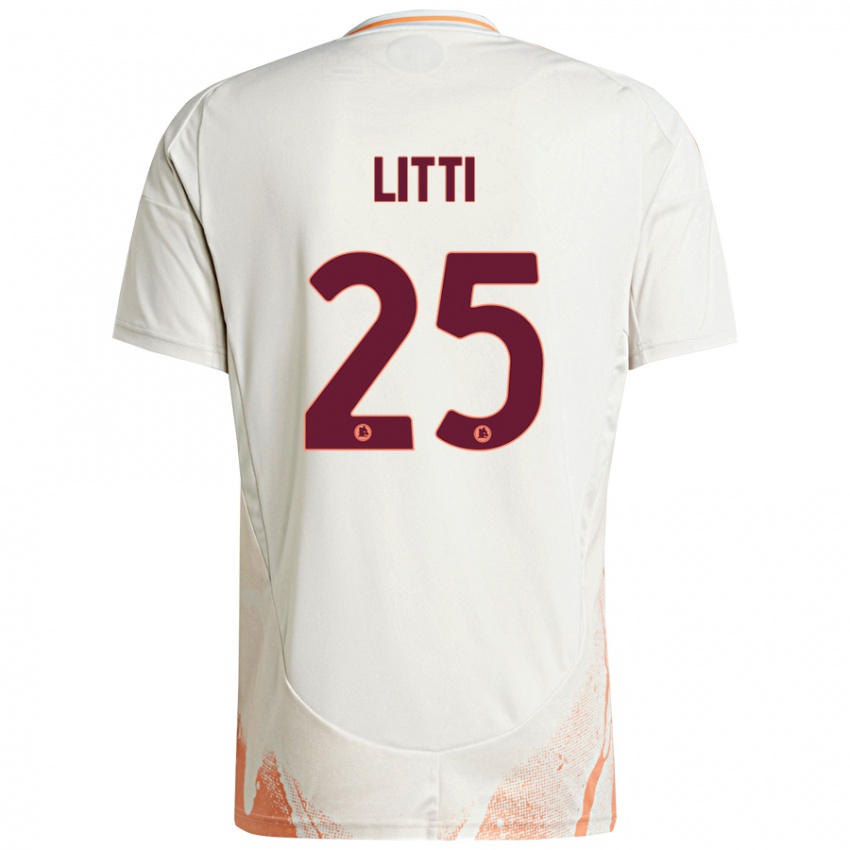 Bambino Maglia Marco Litti #25 Crema Bianco Arancione Kit Gara Away 2024/25 Maglietta